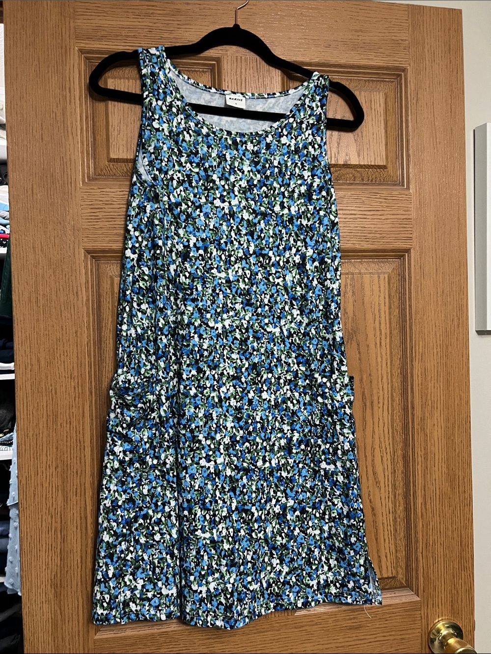 Blue Floral Print Sleeveless Shift Dress